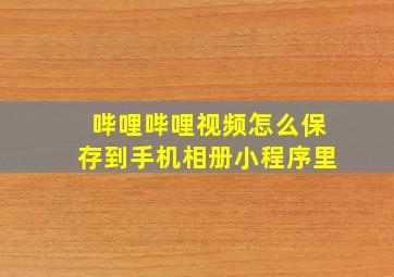 哔哩哔哩视频怎么保存到手机相册小程序里