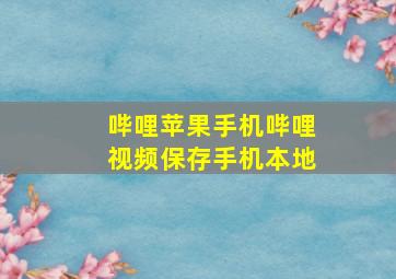 哔哩苹果手机哔哩视频保存手机本地