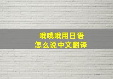 哦哦哦用日语怎么说中文翻译