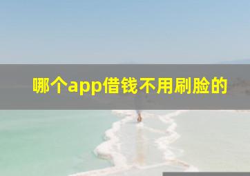 哪个app借钱不用刷脸的