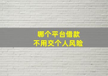 哪个平台借款不用交个人风险