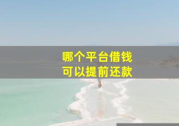 哪个平台借钱可以提前还款