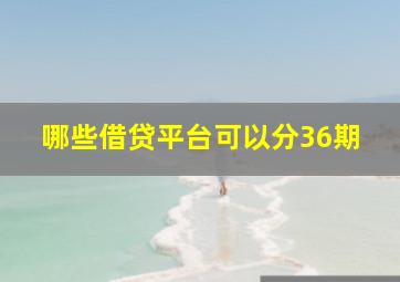 哪些借贷平台可以分36期