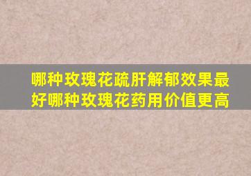 哪种玫瑰花疏肝解郁效果最好哪种玫瑰花药用价值更高