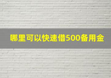 哪里可以快速借500备用金