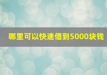 哪里可以快速借到5000块钱