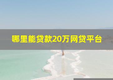 哪里能贷款20万网贷平台