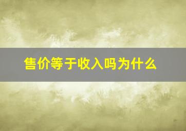 售价等于收入吗为什么