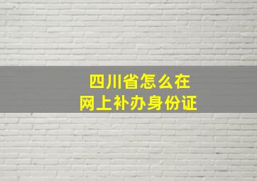 四川省怎么在网上补办身份证