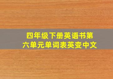 四年级下册英语书第六单元单词表英变中文