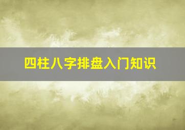 四柱八字排盘入门知识