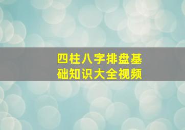 四柱八字排盘基础知识大全视频