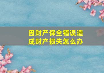 因财产保全错误造成财产损失怎么办