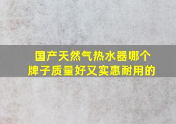 国产天然气热水器哪个牌子质量好又实惠耐用的