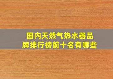 国内天然气热水器品牌排行榜前十名有哪些