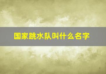 国家跳水队叫什么名字