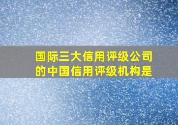 国际三大信用评级公司的中国信用评级机构是