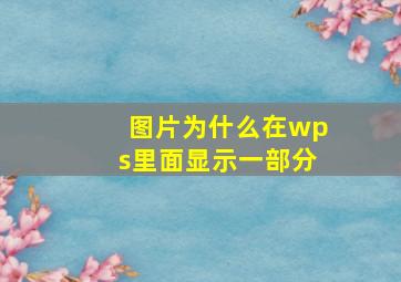 图片为什么在wps里面显示一部分