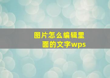 图片怎么编辑里面的文字wps