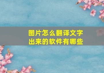 图片怎么翻译文字出来的软件有哪些