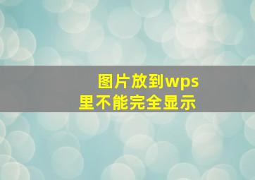 图片放到wps里不能完全显示