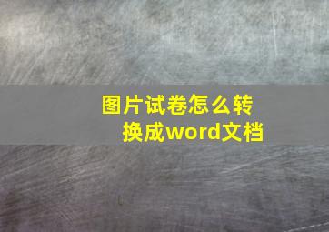 图片试卷怎么转换成word文档