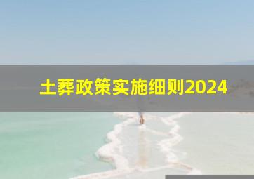 土葬政策实施细则2024