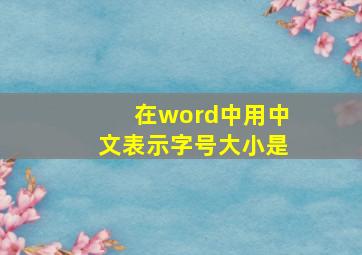 在word中用中文表示字号大小是