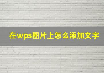 在wps图片上怎么添加文字