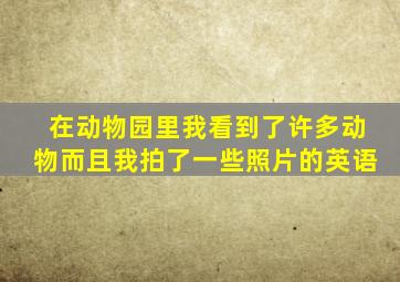 在动物园里我看到了许多动物而且我拍了一些照片的英语