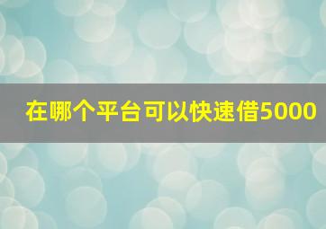 在哪个平台可以快速借5000