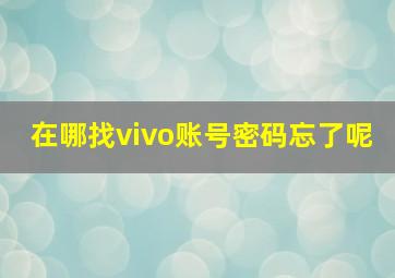 在哪找vivo账号密码忘了呢