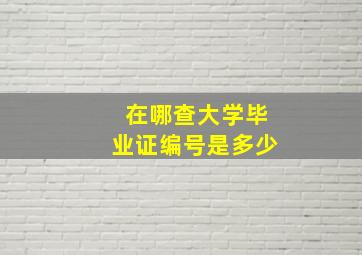 在哪查大学毕业证编号是多少