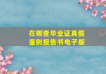 在哪查毕业证真假鉴别报告书电子版