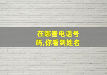 在哪查电话号码,你看到姓名