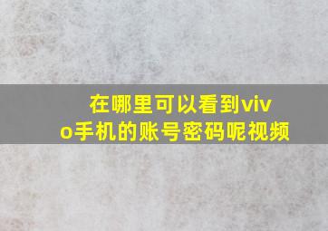 在哪里可以看到vivo手机的账号密码呢视频