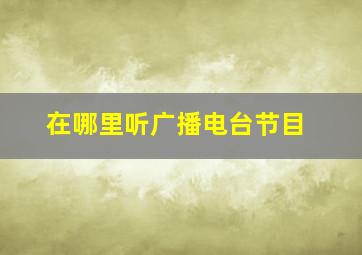 在哪里听广播电台节目