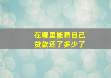 在哪里能看自己贷款还了多少了