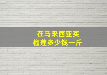 在马来西亚买榴莲多少钱一斤