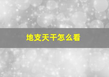 地支天干怎么看