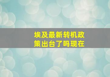 埃及最新转机政策出台了吗现在