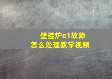 壁挂炉e1故障怎么处理教学视频