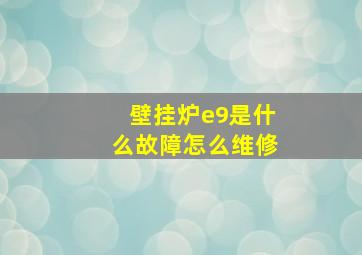 壁挂炉e9是什么故障怎么维修