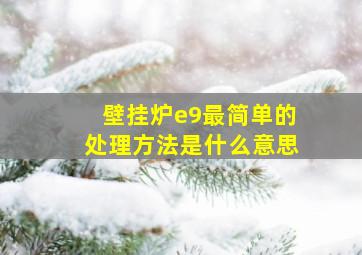 壁挂炉e9最简单的处理方法是什么意思