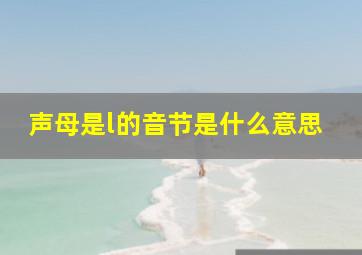 声母是l的音节是什么意思