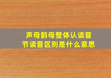 声母韵母整体认读音节读音区别是什么意思