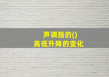 声调指的()高低升降的变化