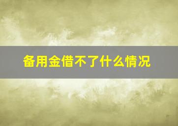 备用金借不了什么情况