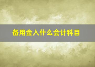 备用金入什么会计科目