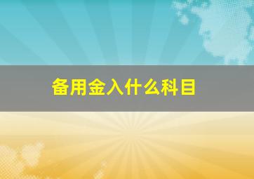 备用金入什么科目